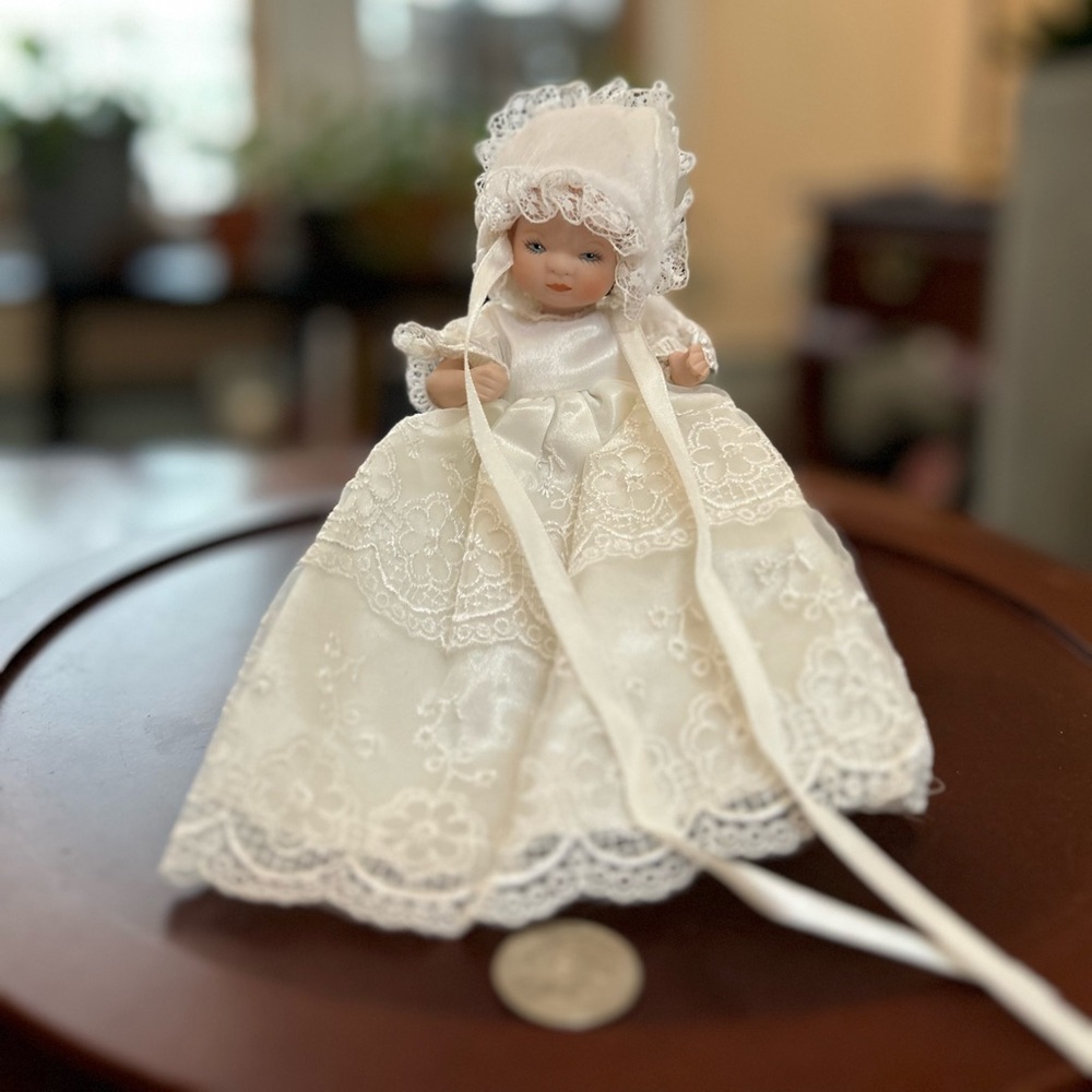 Vintage Baby Doll in Lace Gown | Classic Heirloom Style Keepsake - Picture 4 of 9